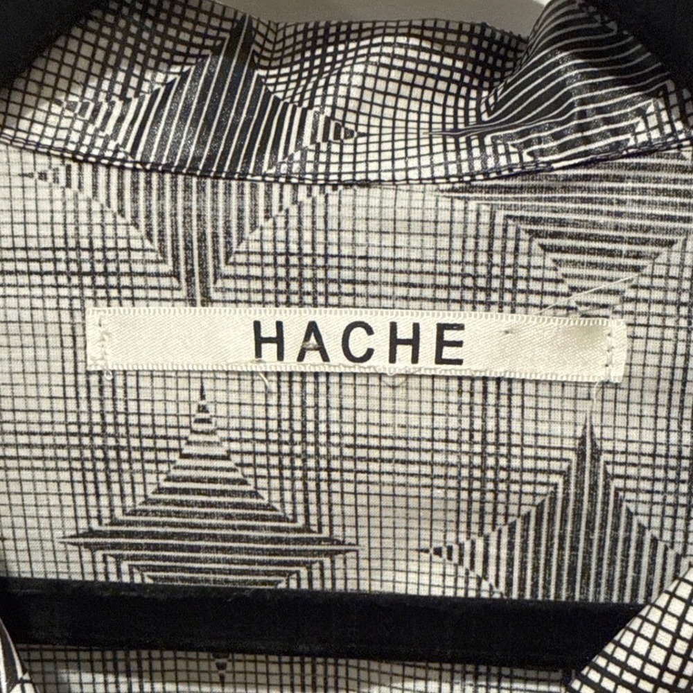Hache Italy Womens Geometric Print Belted‎ Trench Coat Black White Made in Italy - Picture 4 of 5